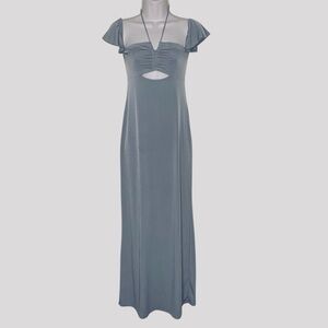 Forever 21 Olive Green Slinky Off Shoulder Maxi Dress Size S